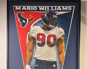 Houston Texans Mario Williams Pennant & Cards.....Custom Framed!