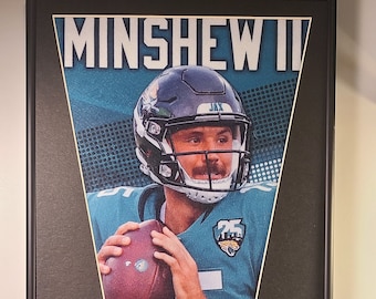 Jacksonville Jaguars Gardner Minshew Pennant Framed..with football cards...Custom Framed