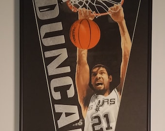 San Antonio Spurs Tim Duncan Pennant & Cards...Custom Framed!!!