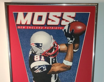 New England Patriots Randy Moss Pennant & Cards...Custom Framed!!!