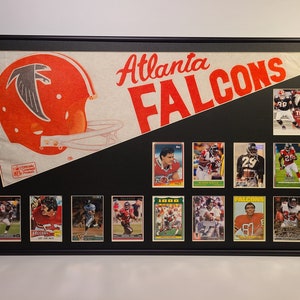 Atlanta Falcons Pennant ..with card retrospective...Custom Framed!!!
