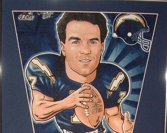 Cargadores de San Diego Doug Flutie banderín fútbol tarjetas!! Medida enmarcado