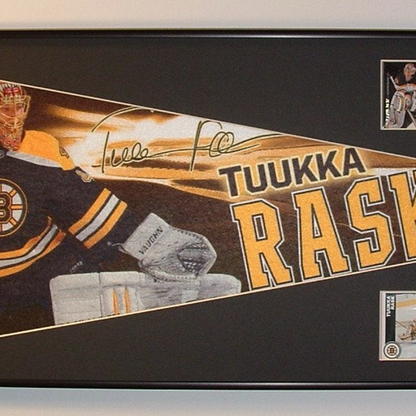 NHL Hockey Boston Bruins Tuukka Rask Pennant with cards...Custom Framed!!!