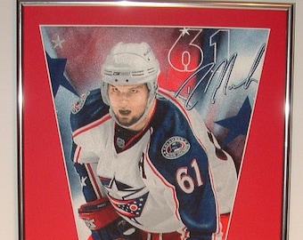 NHL Hockey Columbus Blue Jackets Rick Nash Pennant & Cards...Custom Framed!