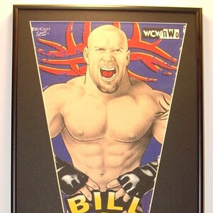 Vintage Bill Goldberg WCW/WWF/WWE Wrestling Pennant & Cards...Custom Framed!!!!