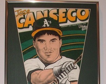 Oakland A's Jose Conseco Player Pennant & Cards...Custom Framed!!