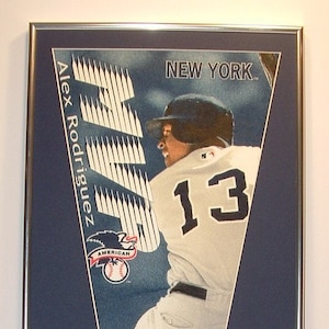 NY Yankees Alex Rodriguez 2006 MVP Pennant Framed..with cards...Custom Framed!!!