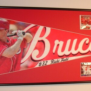 Cincinnati Reds Jay Bruce Player Pennant & Cards...Custom Framed!