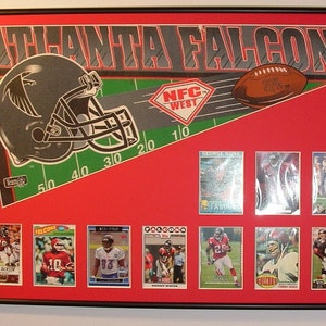 Atlanta Falcons Pennant Framed..with card retrospective...Custom Framed!!!