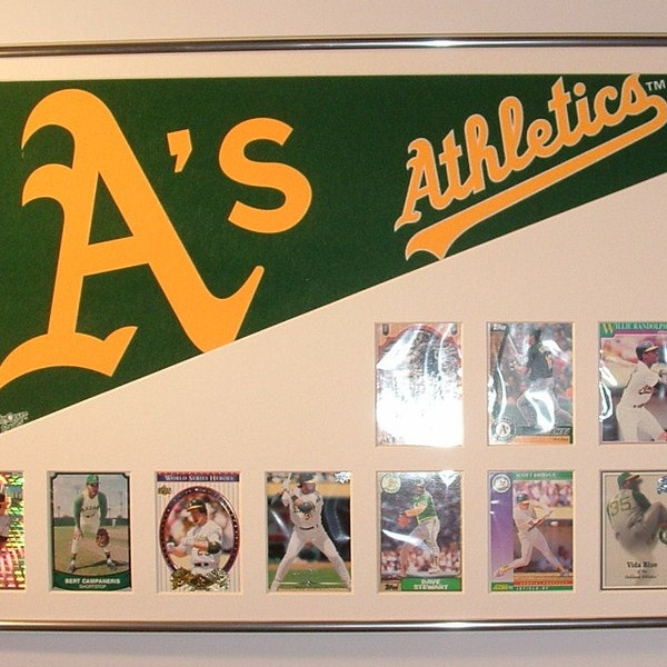 Oakland A's Baseball Pennant & Cards Retrospective...Custom Framed!!!