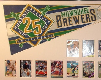 Milwaukee Brewers Baseball Pennant & Cards Retrospective...Custom Framed!!!