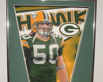 Green Bay Packers AJ Hawk pennant & Cards...Custom Framed!!!