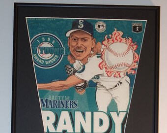 Seattle Mariners Randy Johnson Player Pennant & Cards...Custom Framed!