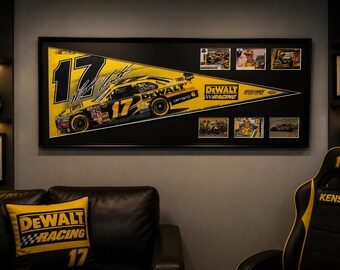 NASCAR Matt Kenseth #17 DeWalt Racing Framed Vintage Pennant & Card Display