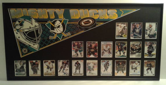 Mighty Ducks of Anaheim Hockey Pennant and Player Card Collage