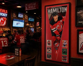 NHL Hockey New Jersey Devils Dougie Hamilton Pennant & Cards...Custom Framed!
