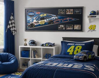 NASCAR driver #48 Jimmie Johnson Pennant & Cards...Custom Framed!