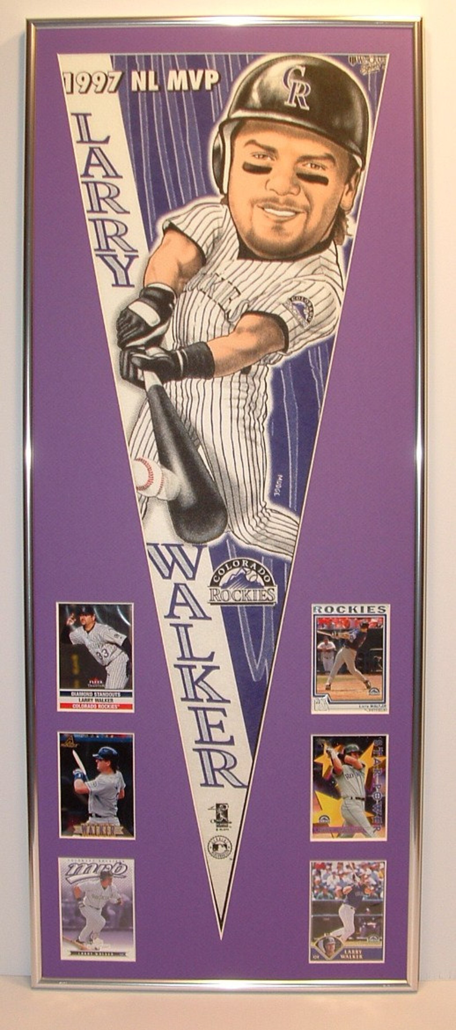 Colorado Rockies Larry Walker Pennant Framed With Cards..custom Framed ...