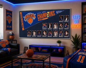 2026 New York Knicks NBA Champions Framed Pennant | Topps NOW 15 Card Team Set | Knicks Championship Memorabilia