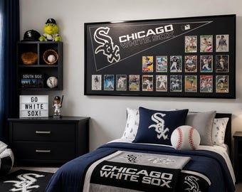 Chicago White Sox Pennant & Legends Card Collage – Custom Framed 16"x32" Sports Memorabilia Display