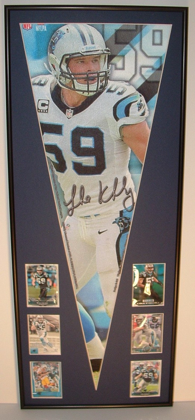 Carolina Panthers Luke Kuechly Pennant & Cards...Custom Framed image 1