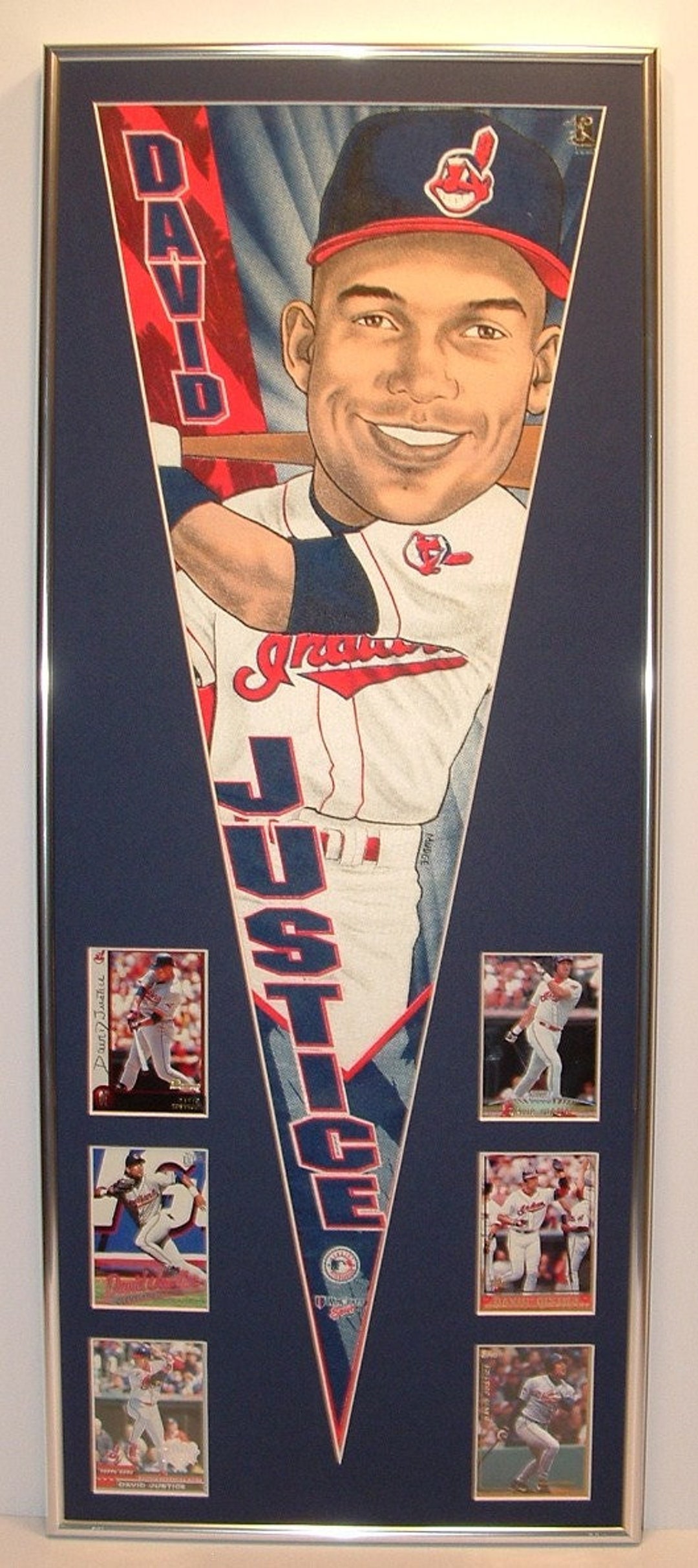 Cleveland Indians David Justice Player Pennant & Baseball 