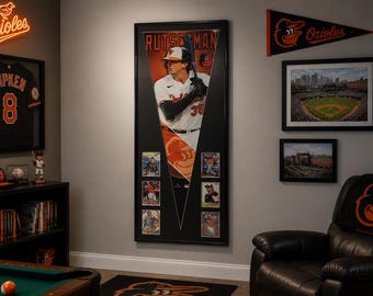 Baltimore Orioles Adley Rutschman Pennant & Cards...Custom Framed!!!