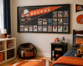 Cleveland Browns pennant and football cards collage...Custom Framed!!!