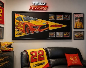 NASCAR driver #22, Joey Logano, Pennzoil pennant & cards...Custom Framed!
