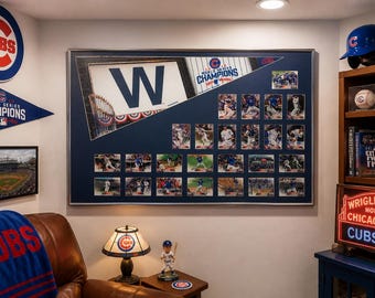 Chicago Cubs 2016 World Series pennant and card set...Custom Framed