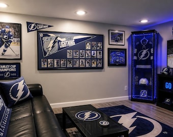 Tampa Bay Lightning Hockey Pennant & Cards Retrospective...Custom Framed!!!
