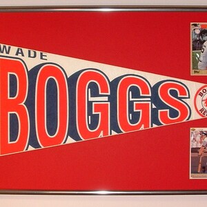 Boston Red Sox Wade Boggs player pennant & baseball cards...Custom Framed!!