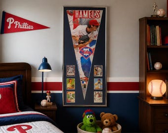 Philadelphia Phillies Cole Hamels Pennant & Cards...Custom Framed!!!!