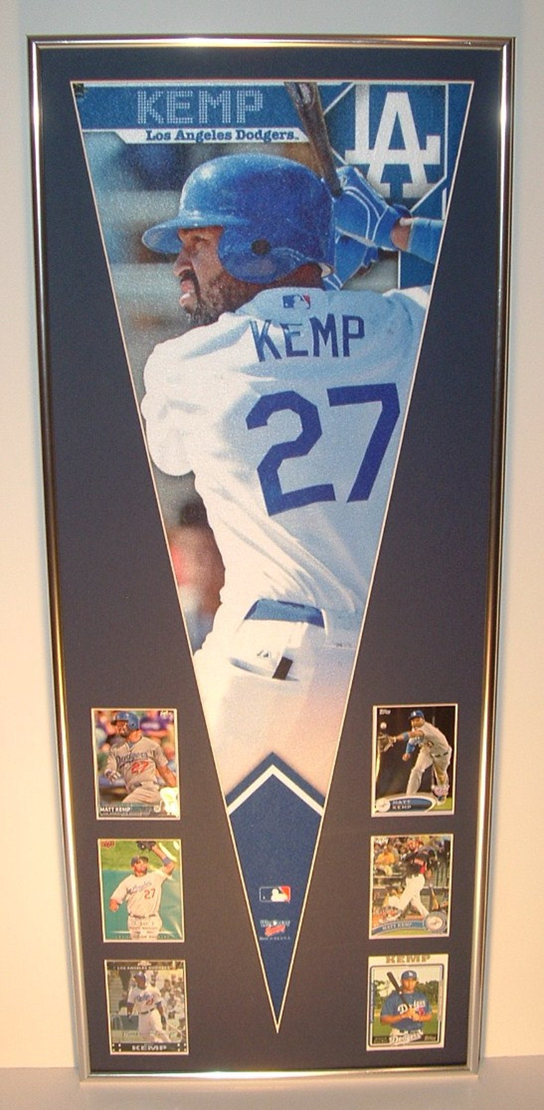 LA Dodgers Matt Kemp Player Pennant & Cardscustom Framed 