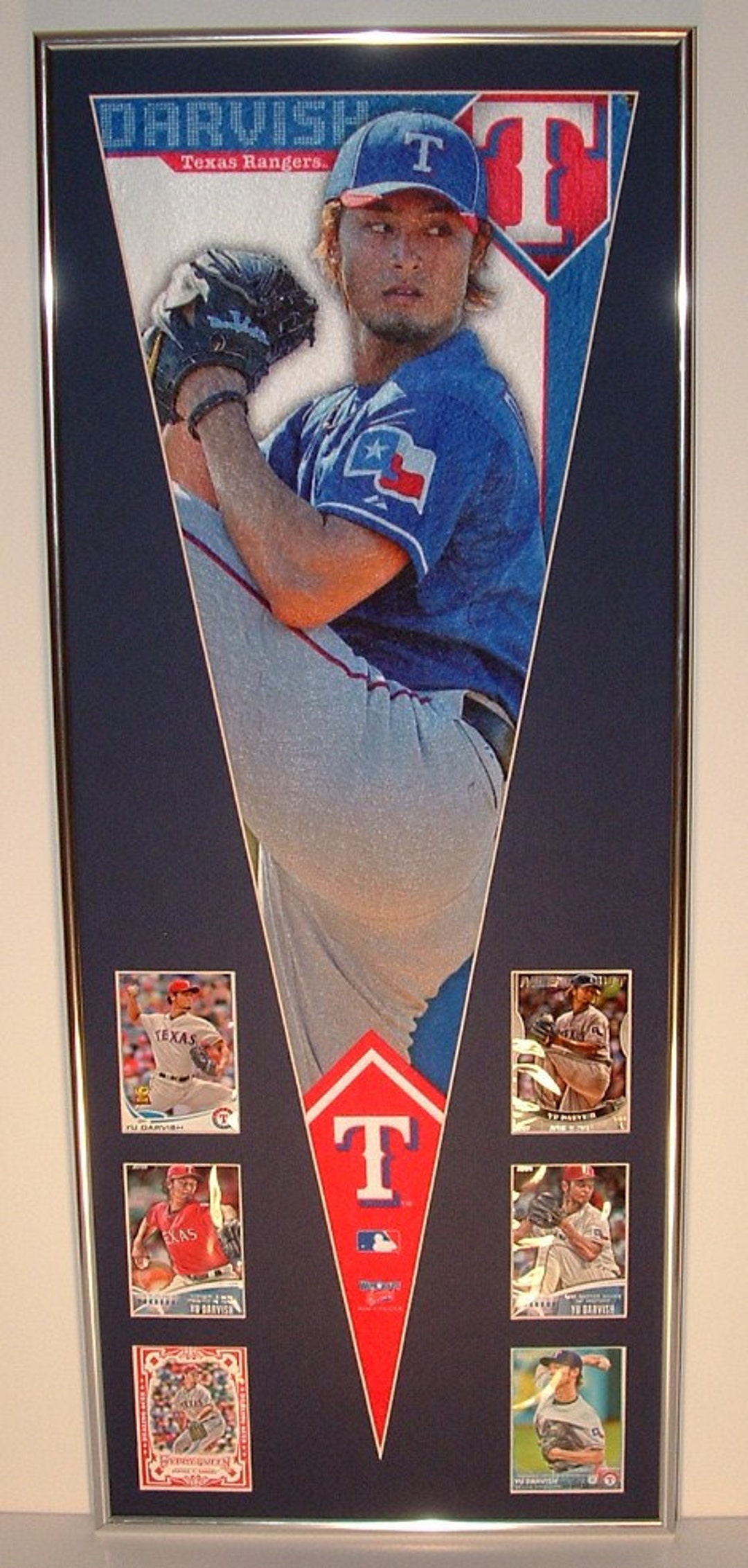 Texas Rangers Yu Darvish Pennant Framed..with Cardscustom 