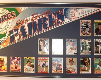 San Diego Padres Baseball Pennant & Cards Retrospective...Custom Framed!!!