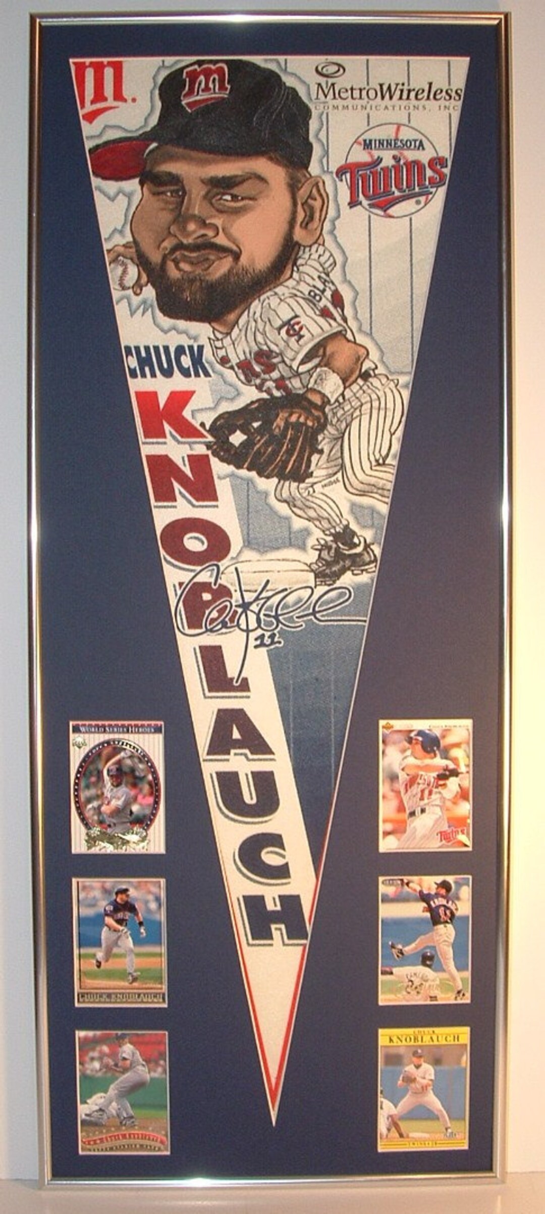 Minnesota Twins Chuck Knoblauch Player Pennant & Cards Great 