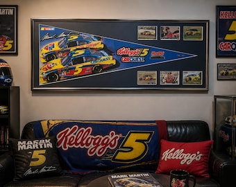 Mark Martin #5 Kellogg's Framed NASCAR Pennant & Original Card Display