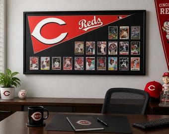 Cincinnati Reds Baseball Card Collage – Framed MLB Memorabilia Wall Art