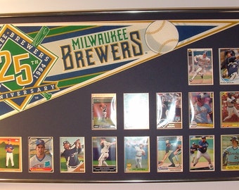 Milwaukee Brewers Baseball Pennant & Cards Retrospective...Custom Framed!!!