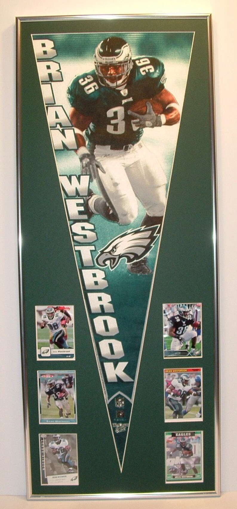 Custom Framed Philadelphia Eagles Brian Westbrook Pennant & Cards image 1