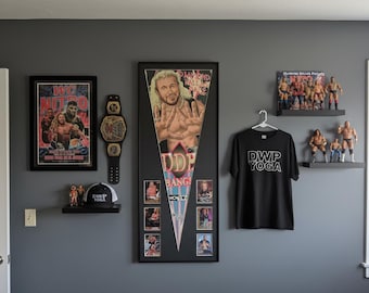 Vintage Diamond Dallas Page  WCW/WWF/WWE Wrestling Pennant & Cards...Custom Framed!!!!