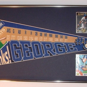 Kansas City Royals George Brett Pennant Framed..with cards...Custom Framed!