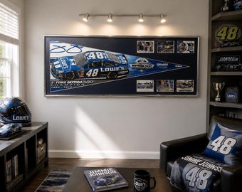 NASCAR driver #48 Jimmie Johnson Pennant & Cards...Custom Framed!