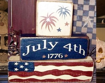 July 4th 1776 Flag Primitive block Sign