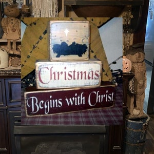 primitive christmas begins with christ sign