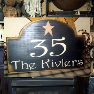Primitive Custom wooden wood ADDRESS PLATE star