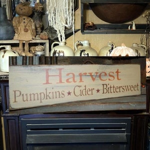 Harvest pumpkins bittersweet HAlloween Primitive Sign