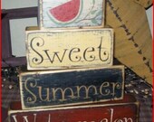 Sweet Summer Watermelon Primitive block Sign