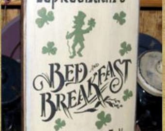 OLDE LUCKY LEPRECHAUN'S Bed & Breakfast primitive Irish sign